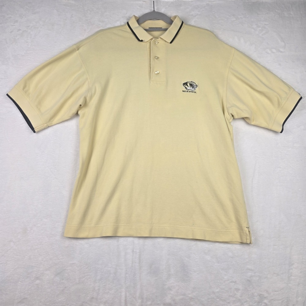 Cutter & Buck Men's Yellow Mizzou Logo Polo Shirt Size Medium‎ Short Sleeve